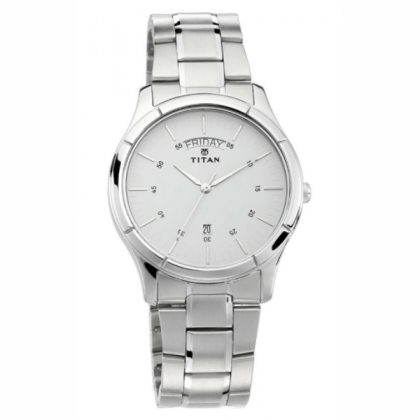 Titan Workwear 1767SM01 White Dial Stainless Steel Strap Quartz Men's Watch
